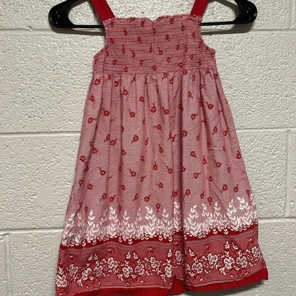 Oshkosh red and white floral‎ cotton strap sundress size 5 kids